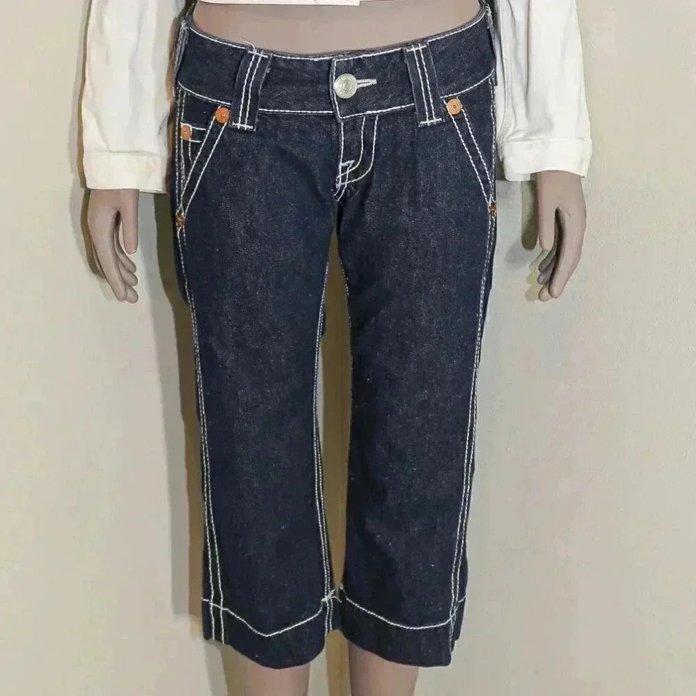 RARE True Religion Bermuda Jean‎ Shorts Size 26 Low Rise Cropped Jeans Outerwear